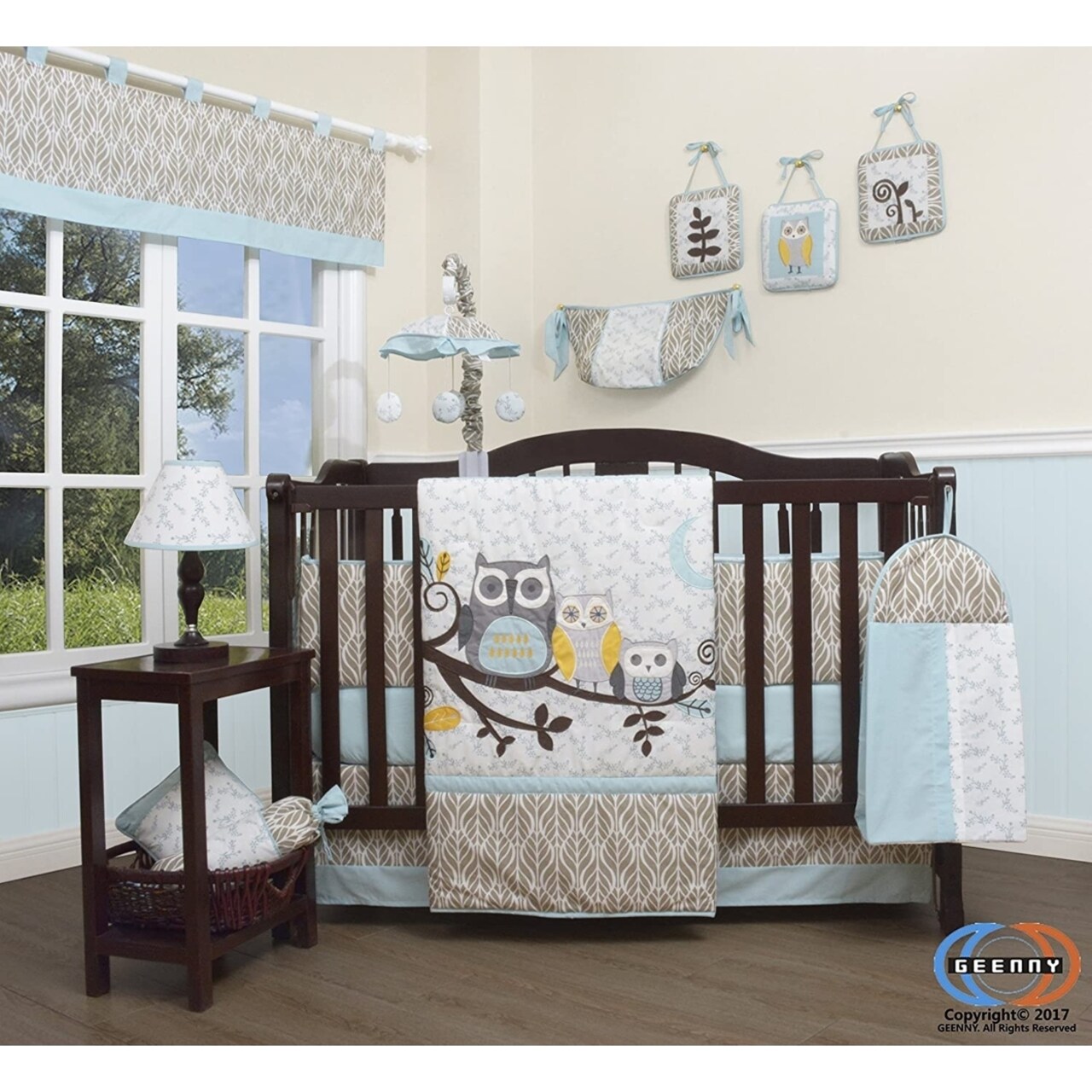 GEENNY Bumperless 12PCS Enchanted Forest Baby Nursery Crib Bedding